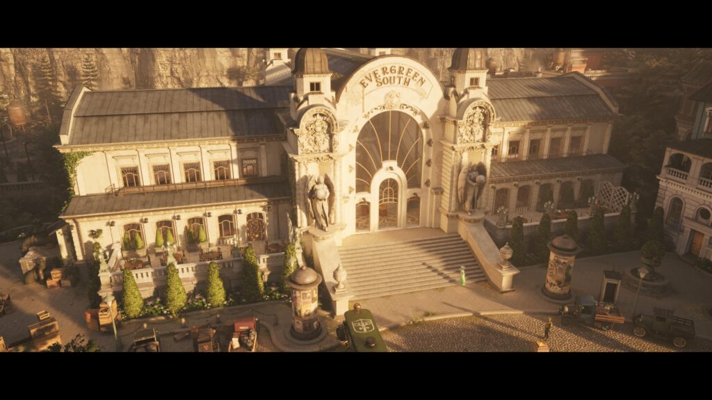 Captura do jogo Eriksholm: The Stolen Dream com estação de trem